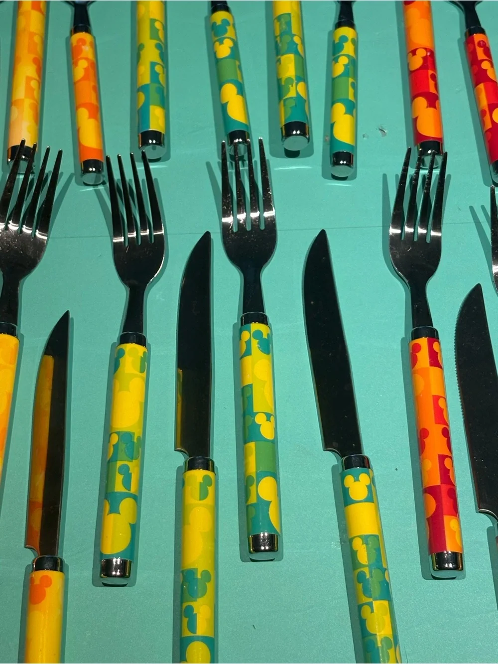 Vintage Collectible DISNEY Stainless MICKEY MOUSE Themed Flatware Set,  6 sets